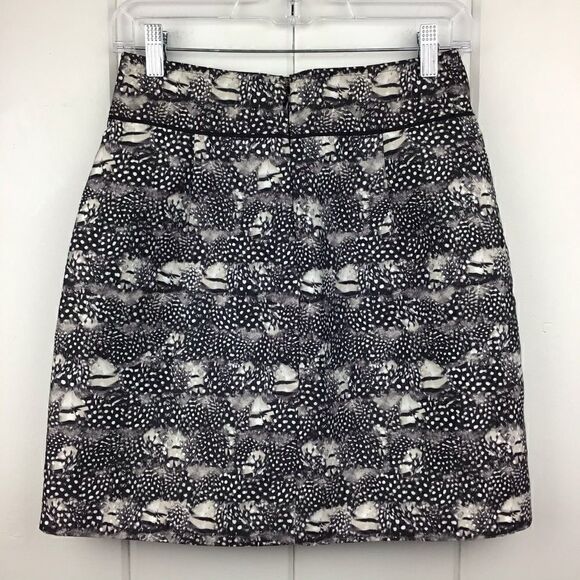 J. Crew Black / White Feather Print Mini Skirt - 0‎ - Picture 8 of 8
